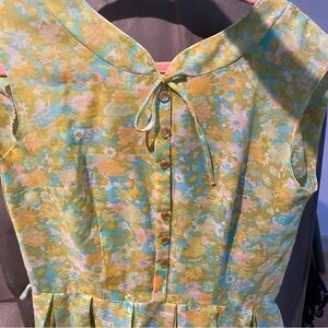 Vintage Floral Button-Up Dress